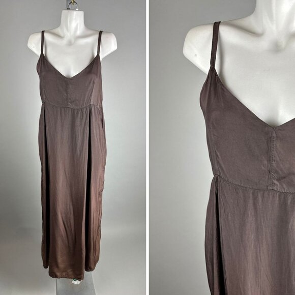 Krista Larson Brown Silk Ombre Slip Dress Spaghetti Strap V-neck Womens One Size - Picture 1 of 8